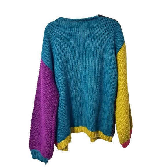 NATURAL LIFE Oversized Color Block Cardigan Sweater Sz L/ XL Thick knit Cardigan - Picture 3 of 6